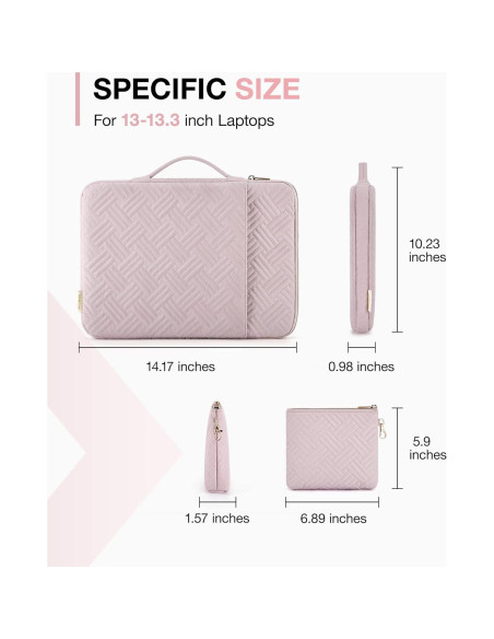 BAGSMART Funda para Laptop 13-14" Rosa Bebé con Accesorios BAGSMART Funda para Laptop 13-14" Rosa Bebé con Accesorios