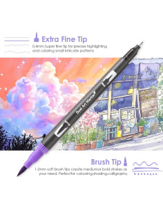 Set de 72 Marcadores Doble Punta TOSHARE - Punta Fina y Pincel 2