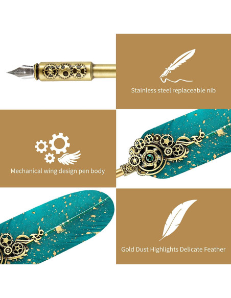 Juego de Pluma de Caligrafía NC con 6 Tintas y Soporte Verde Juego de Pluma de Caligrafía NC con 6 Tintas y Soporte Verde