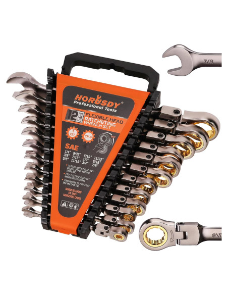 Juego de Llaves de Carraca Flexible HORUSDY 12 Piezas 1/4 a 2" Juego de Llaves de Carraca Flexible HORUSDY 12 Piezas 1/4 a 2"
