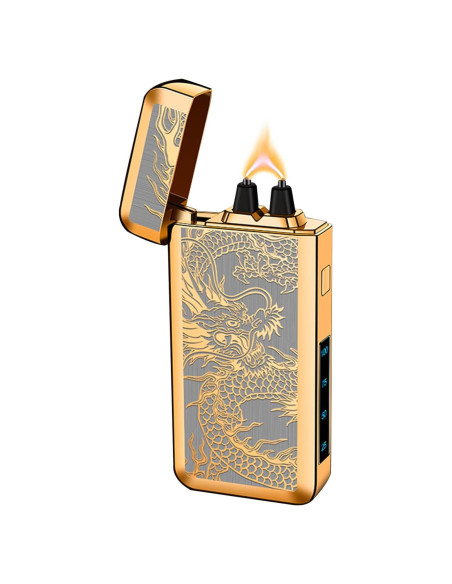 Encendedor Eléctrico TIKIUKI Dragón Dorado Recargable Plasma Encendedor Eléctrico TIKIUKI Dragón Dorado Recargable Plasma