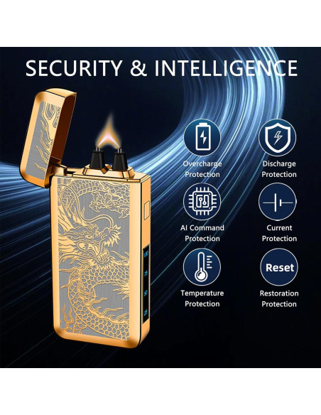 Encendedor Eléctrico TIKIUKI Dragón Dorado Recargable Plasma Encendedor Eléctrico TIKIUKI Dragón Dorado Recargable Plasma