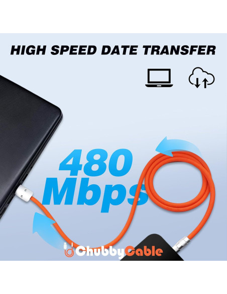Cable Chubby USB-C 240W 3m Carga Rápida Azul Claro Cable Chubby USB-C 240W 3m Carga Rápida Azul Claro