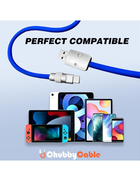Cable Chubby USB-C 240W 3m Carga Rápida Azul Claro Cable Chubby USB-C 240W 3m Carga Rápida Azul Claro