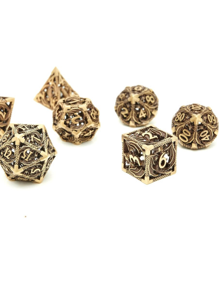Set de Dados de Metal D&D 7 Piezas Bronce Antiguo Set de Dados de Metal D&D 7 Piezas Bronce Antiguo