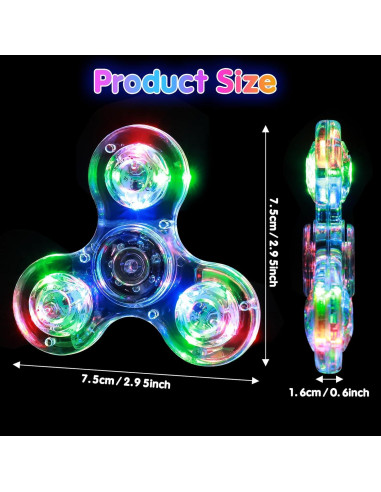 Spinners Antiestrés Gigilli 6 Pcs con Luz LED Multicolor