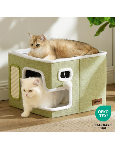Cama para Gatos Apollo Grande con Rascador y Escondite Gris