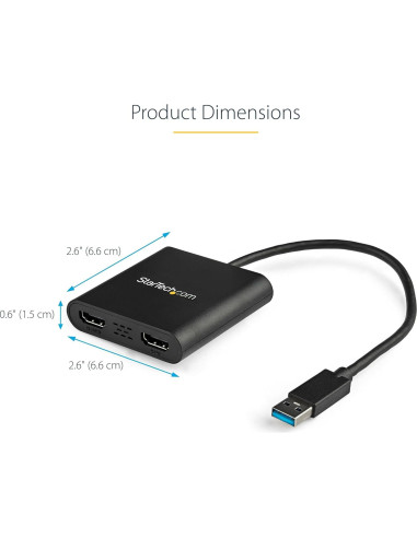 Adaptador USB 3.0 a Doble HDMI StarTech 4K 30Hz Windows