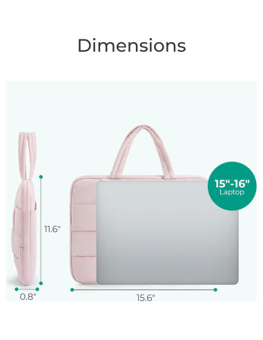 BAGSMART Funda para Laptop 15.6" Rosa Impermeable y Ligera