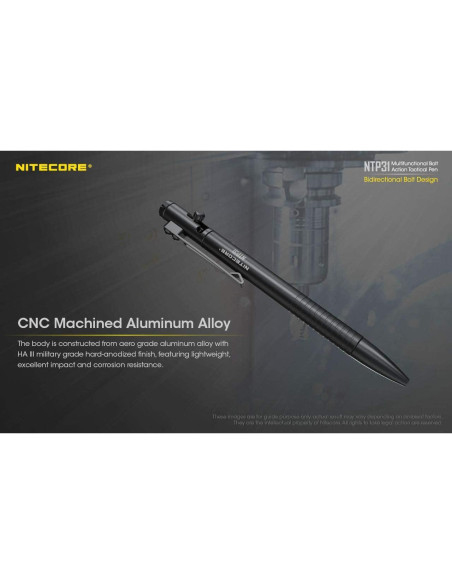 Bolígrafo táctico Nitecore NTP31 multifuncional acero Bolígrafo táctico Nitecore NTP31 multifuncional acero