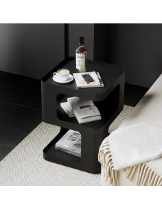 Mesa Lateral BUZUEY Negra Moderna con Almacenamiento 2