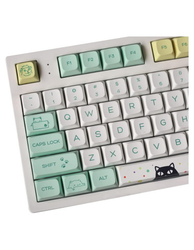 Juego de Teclas PBT daixiahu 129 Teclas Cian Gradiente Gato