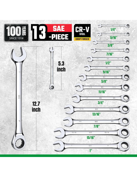 Juego de Llaves Combinadas SK 13 Piezas 1/4" a 1" CR-V Juego de Llaves Combinadas SK 13 Piezas 1/4" a 1" CR-V