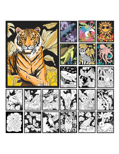 Pósters de Terciopelo para Colorear HOTPLACY - 48 Pcs Animales