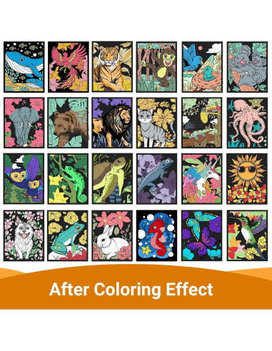 Pósters de Terciopelo para Colorear HOTPLACY - 48 Pcs Animales