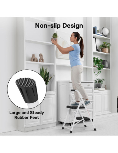 Escalera Plegable BONTEC 2 Peldaños 272kg Antideslizante
