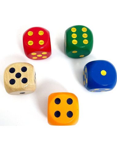 Set de 5 Dados de Madera SmartDealsPro 3 cm Colores Aleatorios