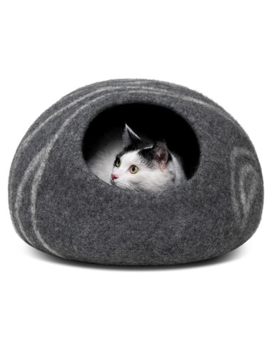 Cueva para Gatos Meowfia Mediana de Lana Merino Gris