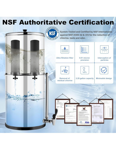 Sistema de filtración de agua Fetechmate 8.5L con filtros de carbón