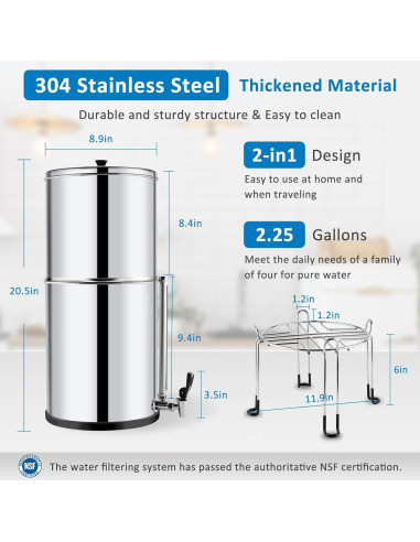 Sistema de filtración de agua Fetechmate 8.5L con filtros de carbón