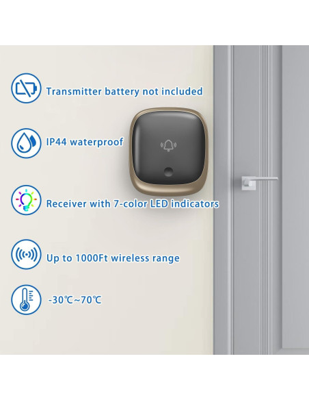 Timbre Inalámbrico Saimiya B111 Autoalimentado LED 38 Melodías Timbre Inalámbrico Saimiya B111 Autoalimentado LED 38 Melodías