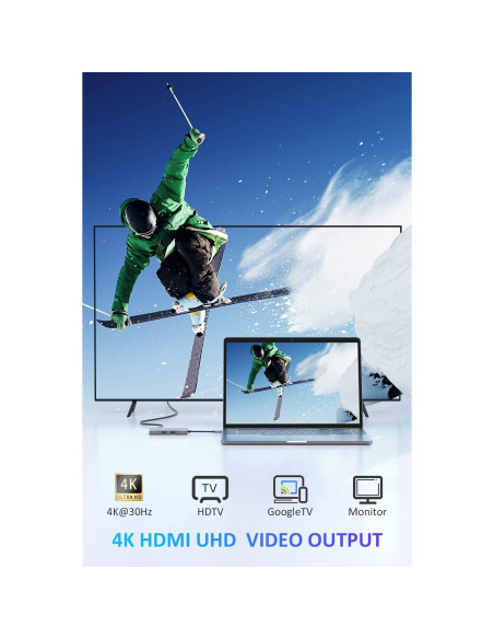 UtechSmart Hub USB C 6 en 1 HDMI 4K Ethernet 100W UtechSmart Hub USB C 6 en 1 HDMI 4K Ethernet 100W