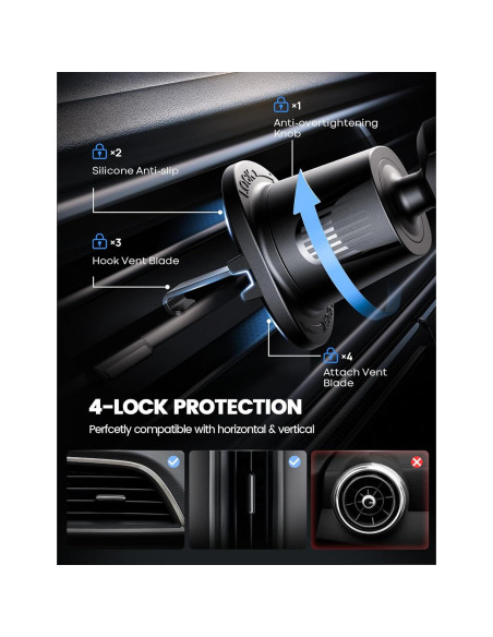 Soporte para teléfono de coche Lamicall STCV01 negro Soporte para teléfono de coche Lamicall STCV01 negro