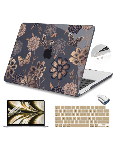 Carcasa Teryeefi para MacBook Air 13.6" M2 M3 M4 Floral Carcasa Teryeefi para MacBook Air 13.6" M2 M3 M4 Floral