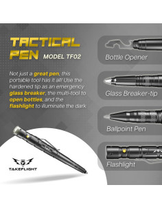 Bolígrafo Táctico TF TAKEFLIGHT con Linterna y Rompevidrios 2