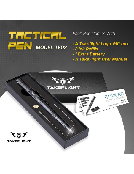 Bolígrafo Táctico TF TAKEFLIGHT con Linterna y Rompevidrios Bolígrafo Táctico TF TAKEFLIGHT con Linterna y Rompevidrios