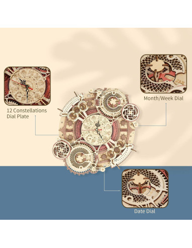 Rompecabezas de Madera 3D ROKR Reloj del Zodiaco DIY