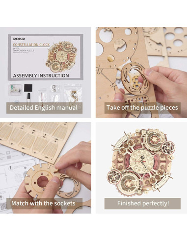 Rompecabezas de Madera 3D ROKR Reloj del Zodiaco DIY
