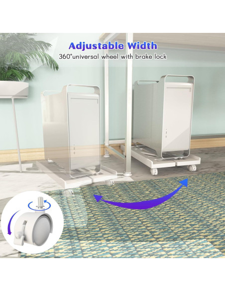 Soporte Móvil Ajustable Qcdou para Torre de PC - Blanco Soporte Móvil Ajustable Qcdou para Torre de PC - Blanco