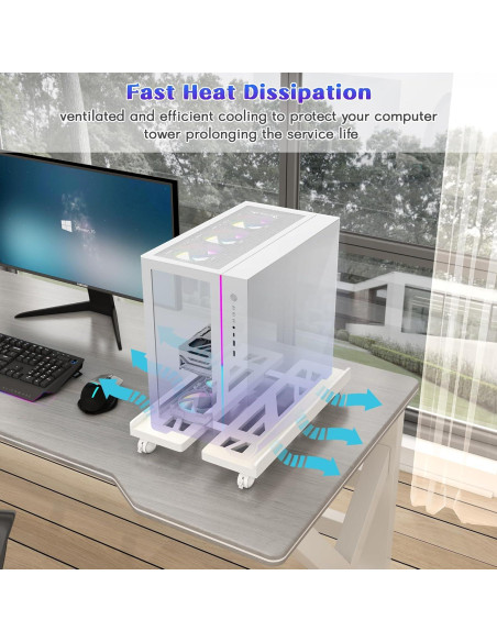 Soporte Móvil Ajustable Qcdou para Torre de PC - Blanco Soporte Móvil Ajustable Qcdou para Torre de PC - Blanco