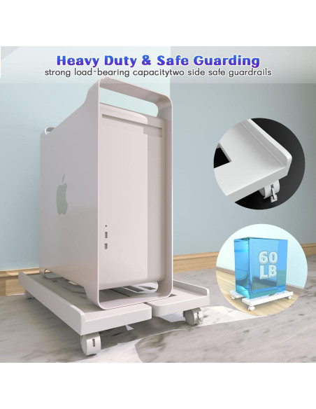 Soporte Móvil Ajustable Qcdou para Torre de PC - Blanco Soporte Móvil Ajustable Qcdou para Torre de PC - Blanco