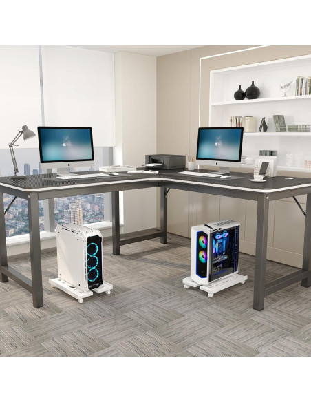 Soporte Móvil Ajustable Qcdou para Torre de PC - Blanco Soporte Móvil Ajustable Qcdou para Torre de PC - Blanco