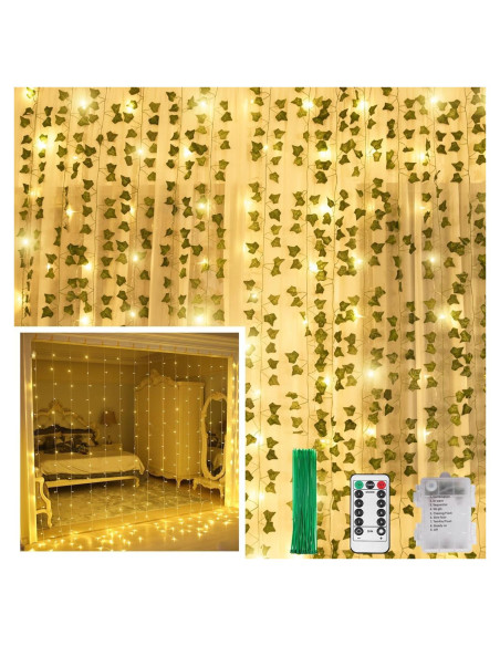 KASZOO Guirnalda de Hiedra Artificial con 240 Luces LED 2m KASZOO Guirnalda de Hiedra Artificial con 240 Luces LED 2m