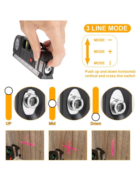 Nivel Láser Multifuncional QPEUIM con Cinta Métrica 243,84 cm Nivel Láser Multifuncional QPEUIM con Cinta Métrica 243,84 cm