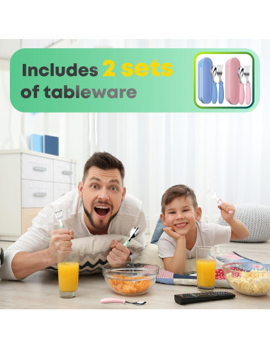 Set de Utensilios para Niños WXCWYQR - 4 Piezas Acero Inoxidable