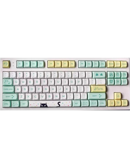 Juego de Teclas PBT daixiahu 129 Teclas Cian Gradiente Gato Juego de Teclas PBT daixiahu 129 Teclas Cian Gradiente Gato