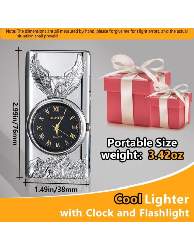 Encendedor Eléctrico RSBYE HFCLOCK Doble Arco USB Plata Águila
