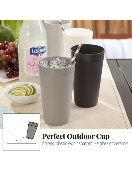 Vasos de Plástico US Acrylic 20 oz Set 12 Reutilizables Gris Vasos de Plástico US Acrylic 20 oz Set 12 Reutilizables Gris
