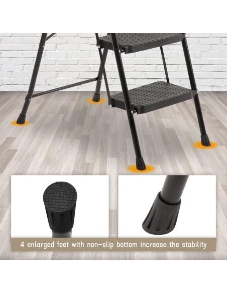 Escalera de 4 peldaños WiberWi con bandeja y barandillas Escalera de 4 peldaños WiberWi con bandeja y barandillas