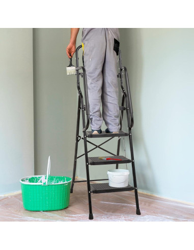 Escalera de 4 peldaños WiberWi con bandeja y barandillas