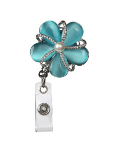 Porta Credenciales Retráctil Boojee Beads Flor Azul 81 cm