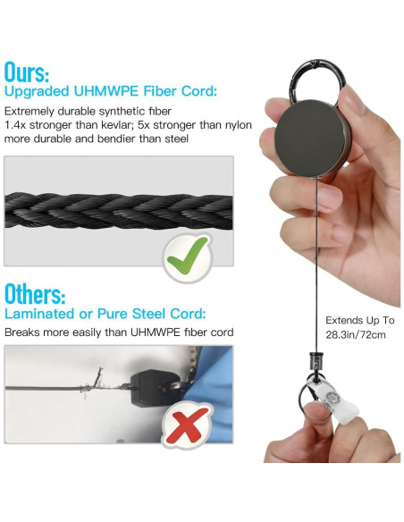 Carrete Retráctil Metálico LeBao para Insignias y Llaves Carrete Retráctil Metálico LeBao para Insignias y Llaves