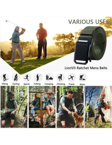 Cinturón Ratchet LionVII para Hombre de Nylon Verde Militar Cinturón Ratchet LionVII para Hombre de Nylon Verde Militar