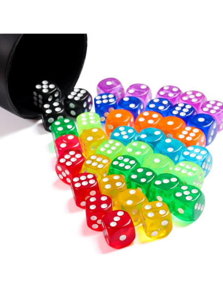Set de 50 Dados de Colores Jrceliy 14mm para Juegos Set de 50 Dados de Colores Jrceliy 14mm para Juegos