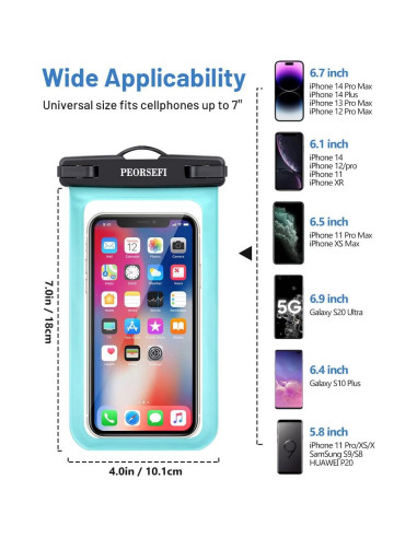 Funda Impermeable Universal PEORSEFI para Teléfono hasta 17,78 cm