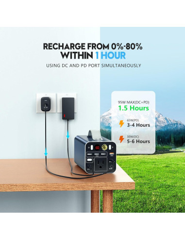Estación de Energía Portátil Powdeom 150W 42000mAh Carga Rápida